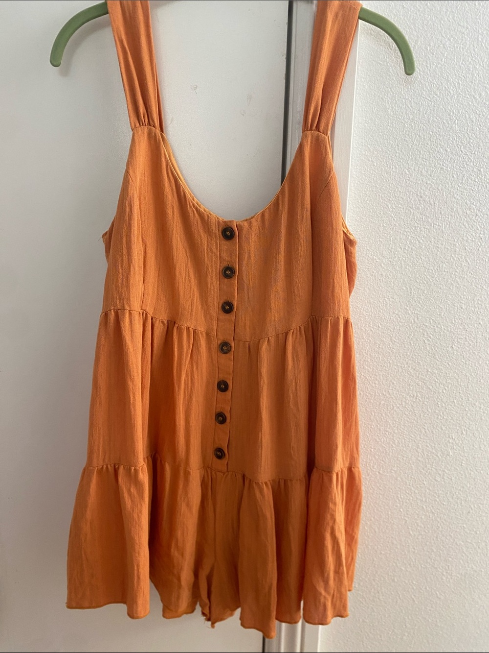 Urban Outfitters Orange Button-Front Tiered Romper